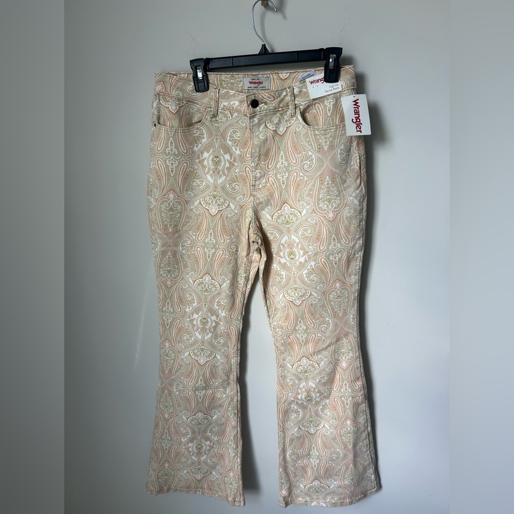 Wrangler cream Paisley Print High Rise Flare Jeans